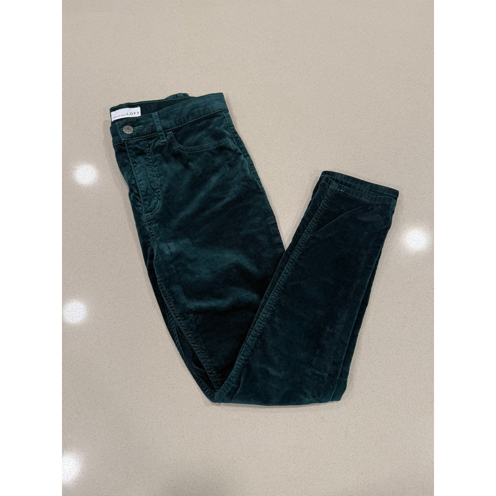 LOFT Dark Teal Corduroy Skinny Pants Womens Size 6 28 High Rise Stretch 552358